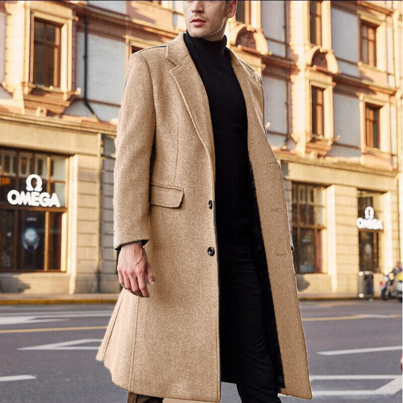 Men's Premium Business Casual Turn-Down Collar Long Trench Coat