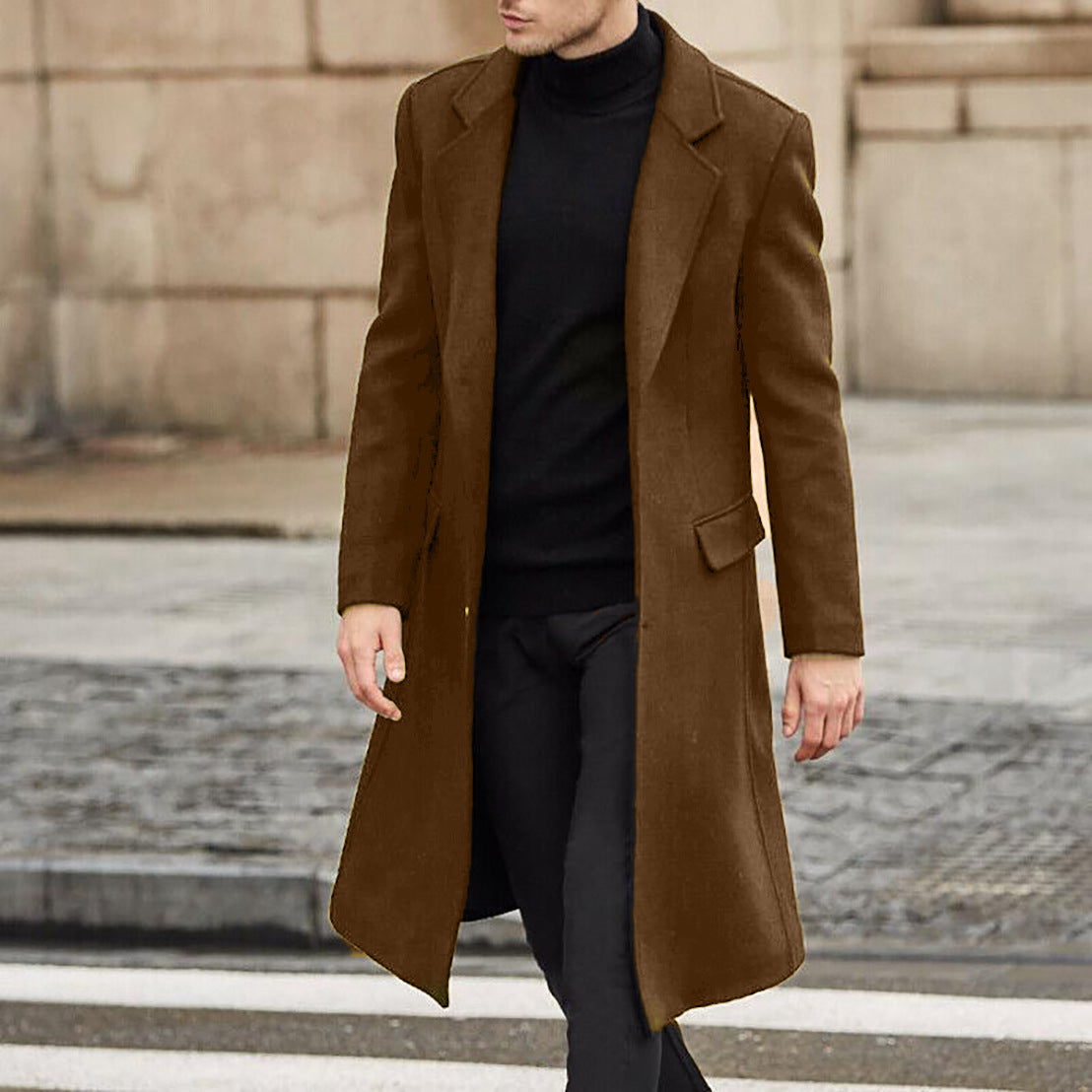 Men's Premium Business Casual Turn-Down Collar Long Trench Coat