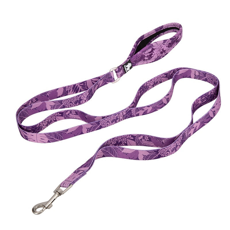 Floral Dog Leash with Multi Handles Durable Chain Rope Soft Padded Training Control Pet Walking Lead