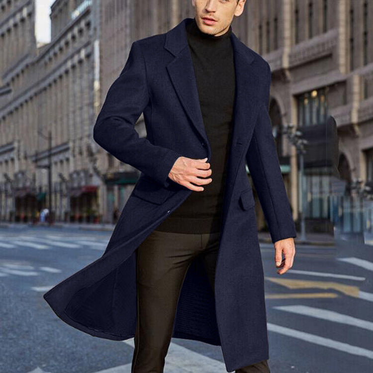 Men's Premium Business Casual Turn-Down Collar Long Trench Coat