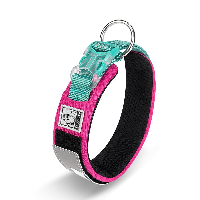 Premium Widened Shock Absorbing Dog Collar, Soft Breathable Adjustable Reflective Dog Collar