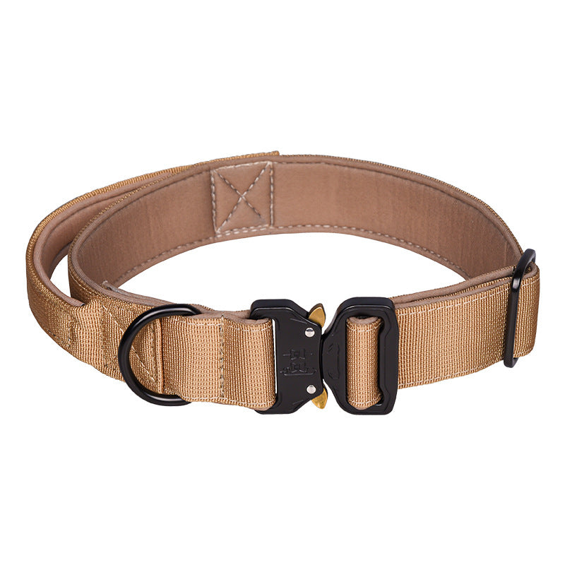 Tactical Dog Collar, Adjustable Military Training Nylon Dog Collar with Control Handle and Heavy Metal Buckle