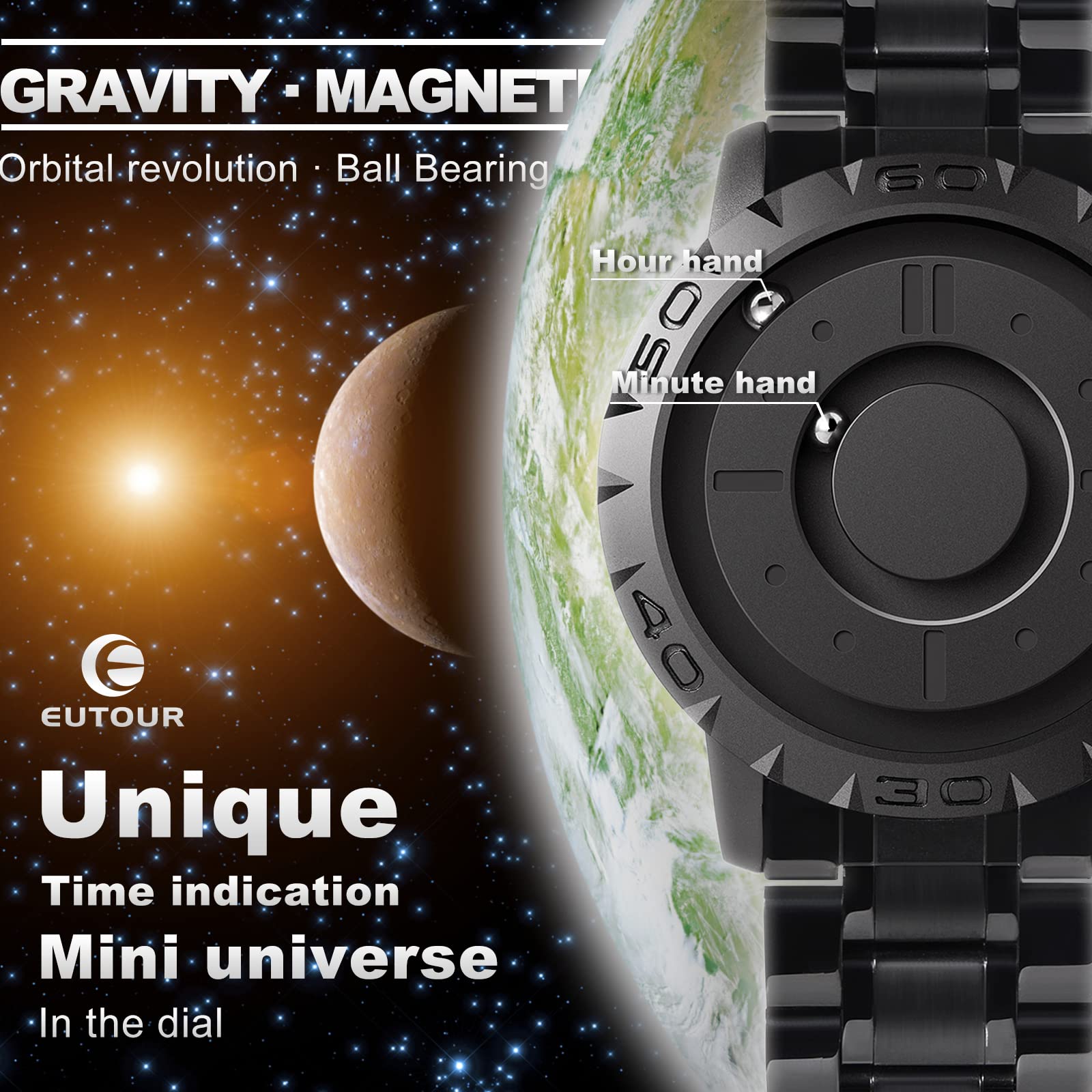 Men's Personalized Creative Magnetic Ball Stainless Steel Watch