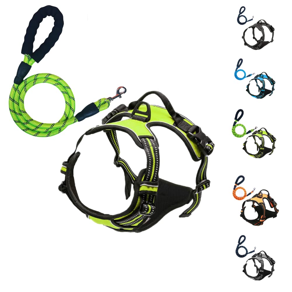 Comfortable Dog Harness and Leash Set for Walking Escape Proof with Reflective Strips