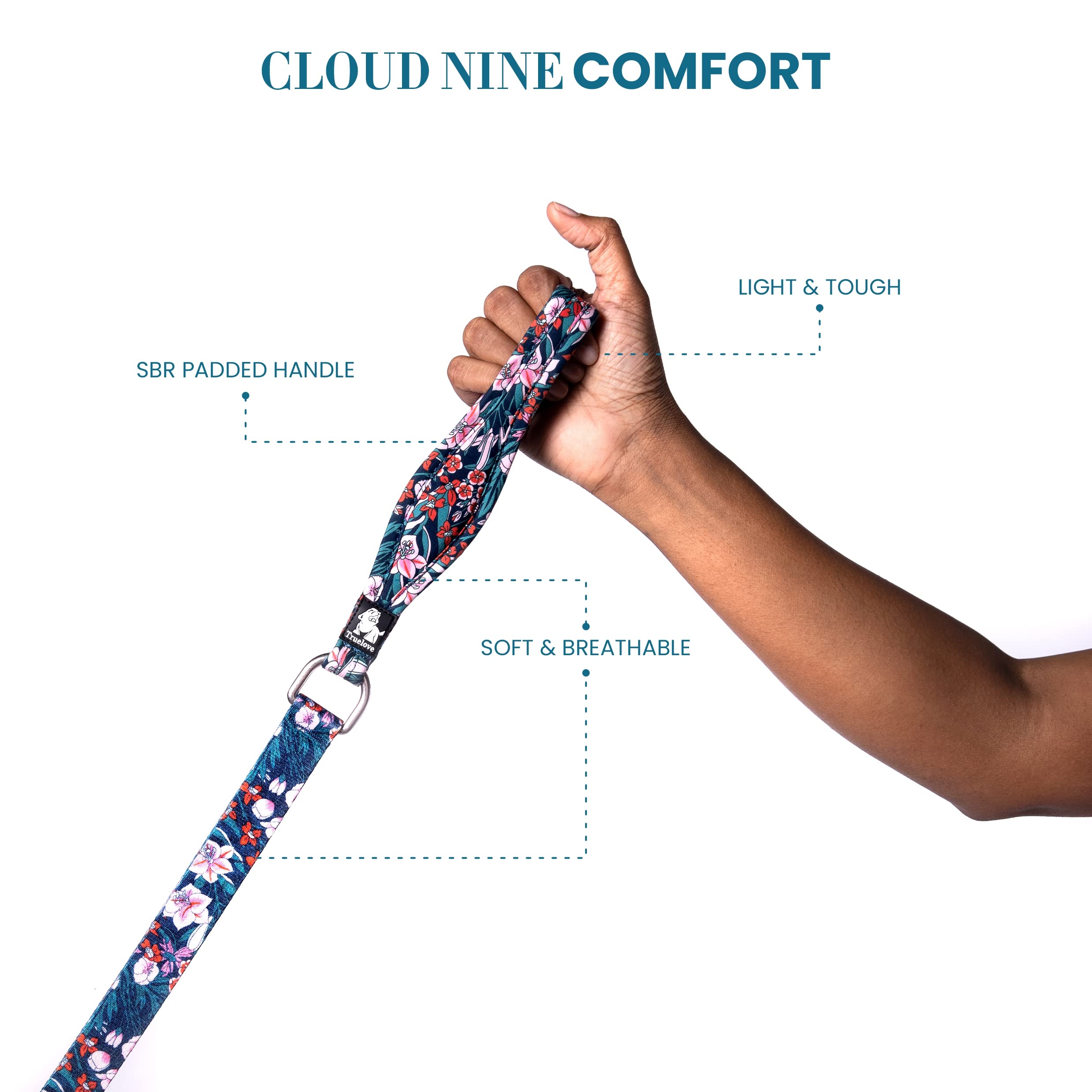 Floral Dog Leash with Multi Handles Durable Chain Rope Soft Padded Training Control Pet Walking Lead