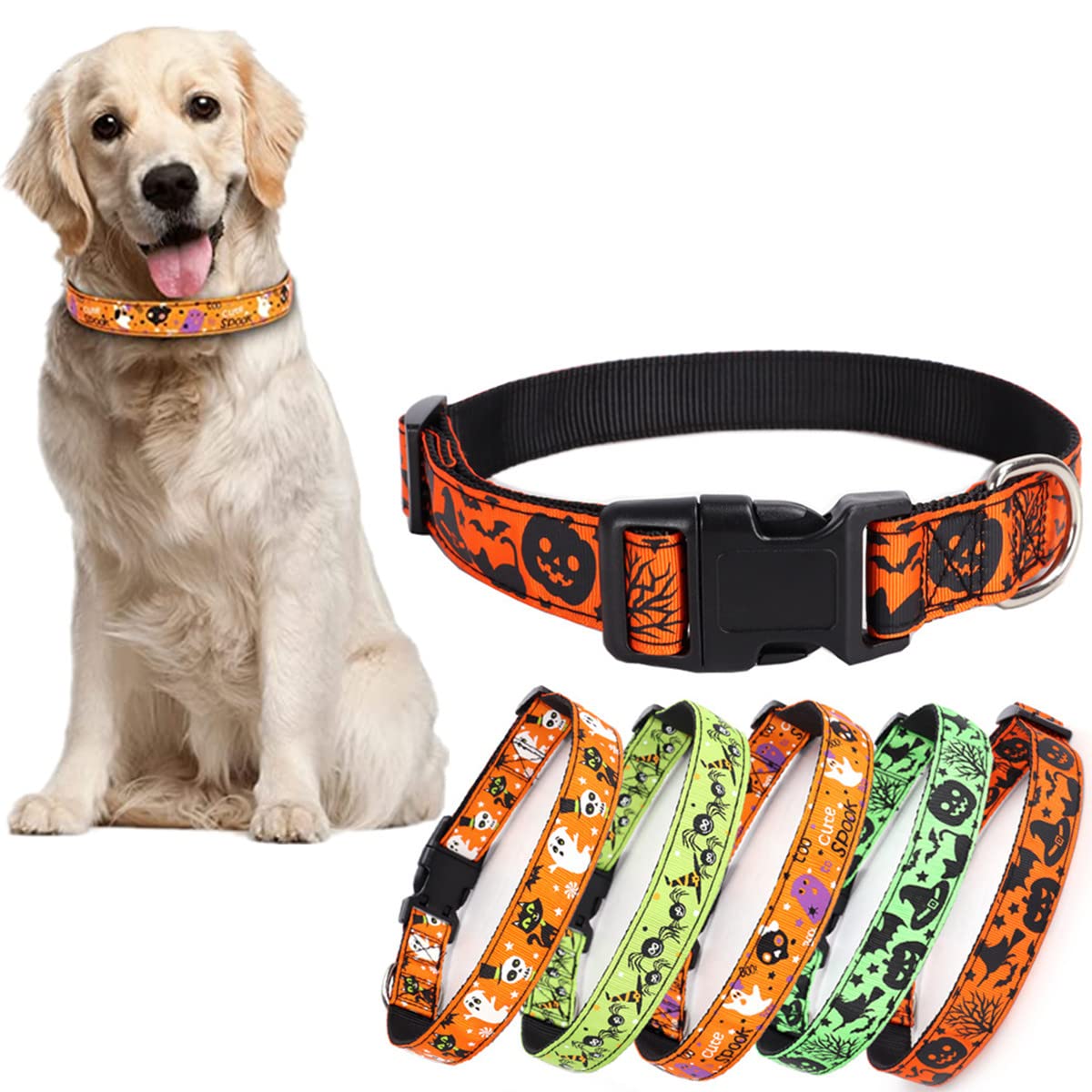 Halloween Dog Collar, Durable Soft Halloween Style Pet Collar Adjustable For Small Medium Large Dogs