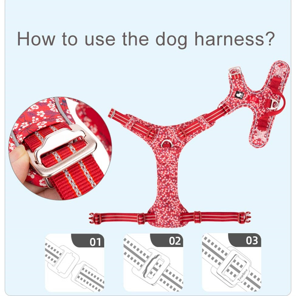 No Pull Premium Dog Harness, Cotton Fabric, Breathable and Reflective Soft