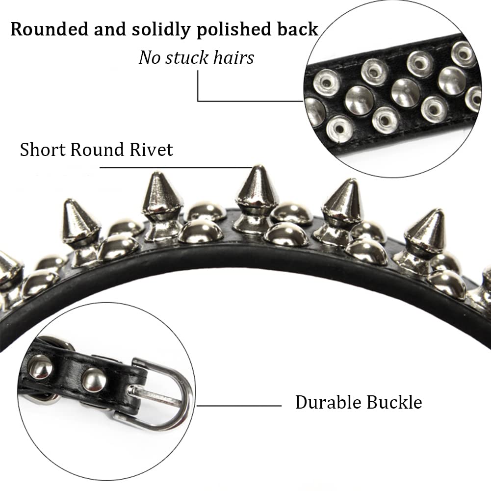 Adjustable PU Leather Pet Collars Rivet Spikes Studded Puppy Collar Anti-Bite Dog Collar