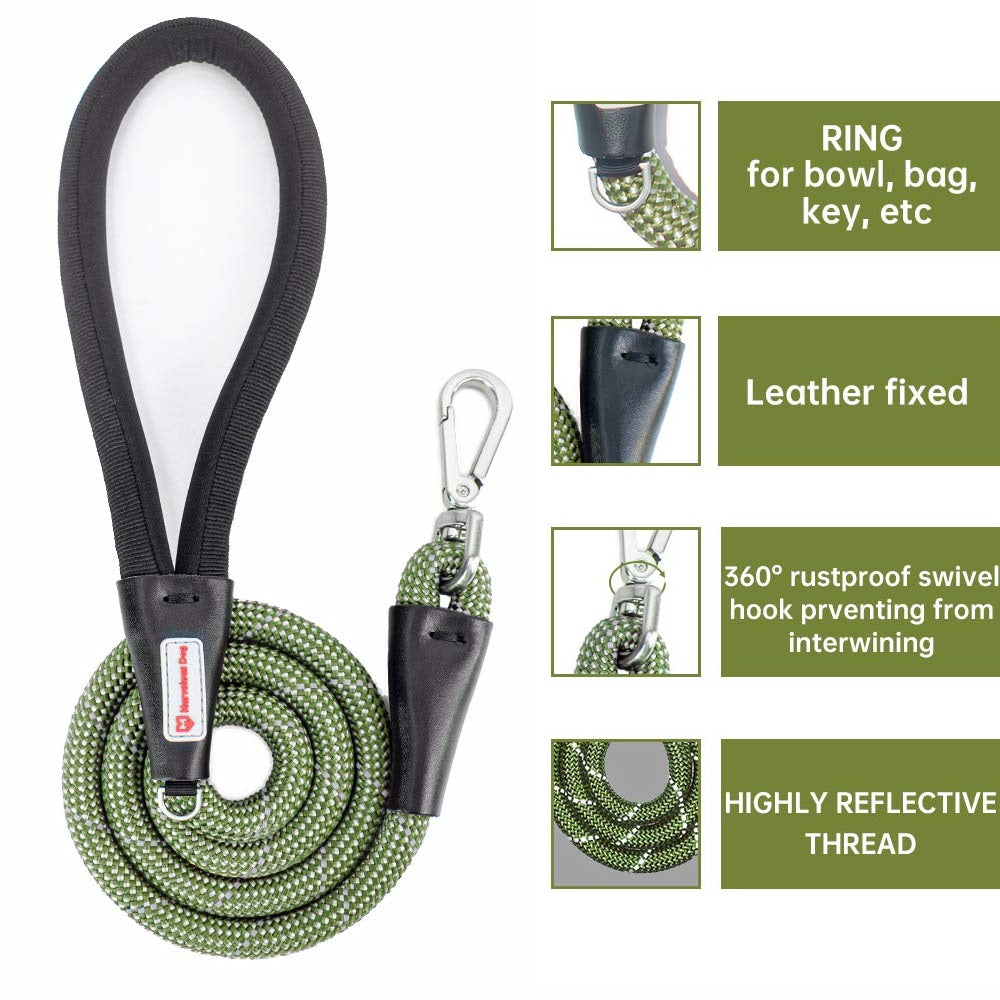 Reflective Nylon Training Dog Leash, 4 Feet Heavy Duty Rope Leash