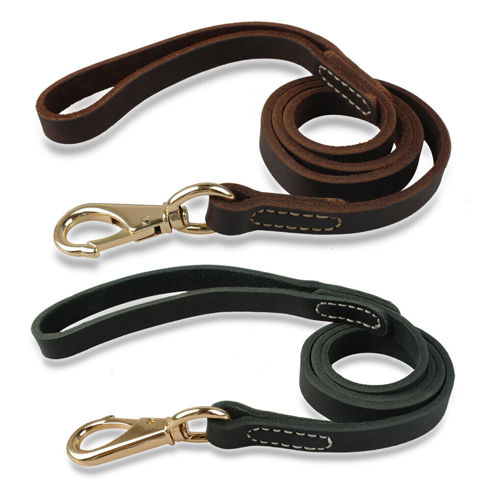 Pet Genuine Leather Dog Training Leash. 5 ft Length for Medium and Large Dogs