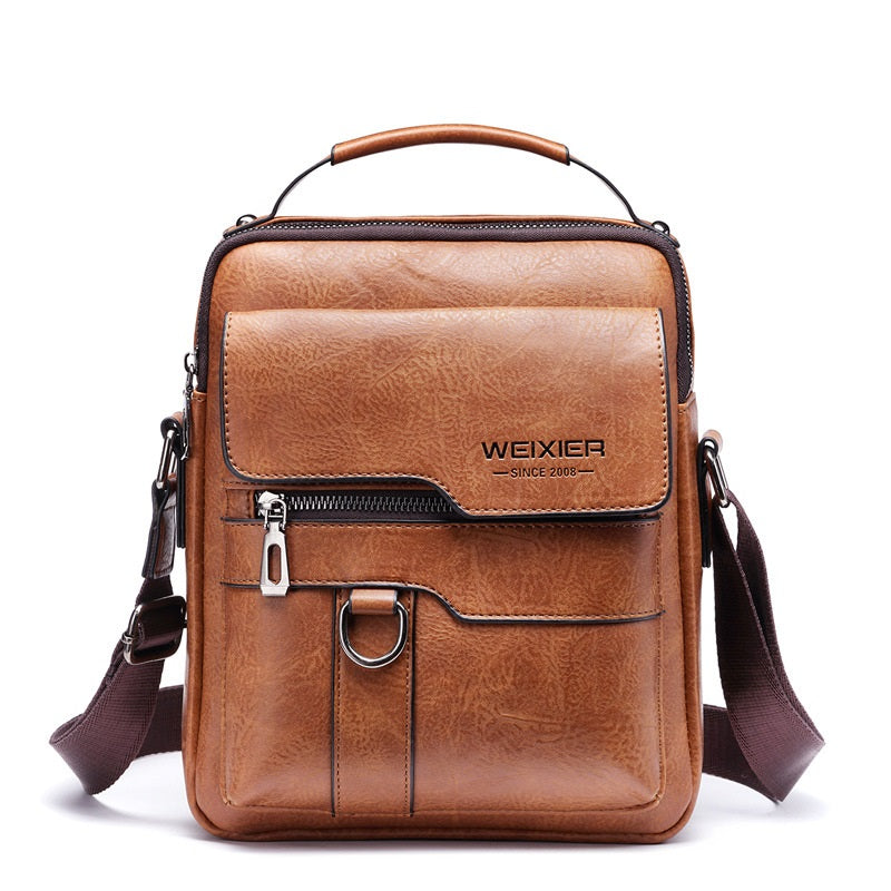 Men's Crossbody Bag Leather Small Messenger Bag Satchel Sling Travel Pack Work