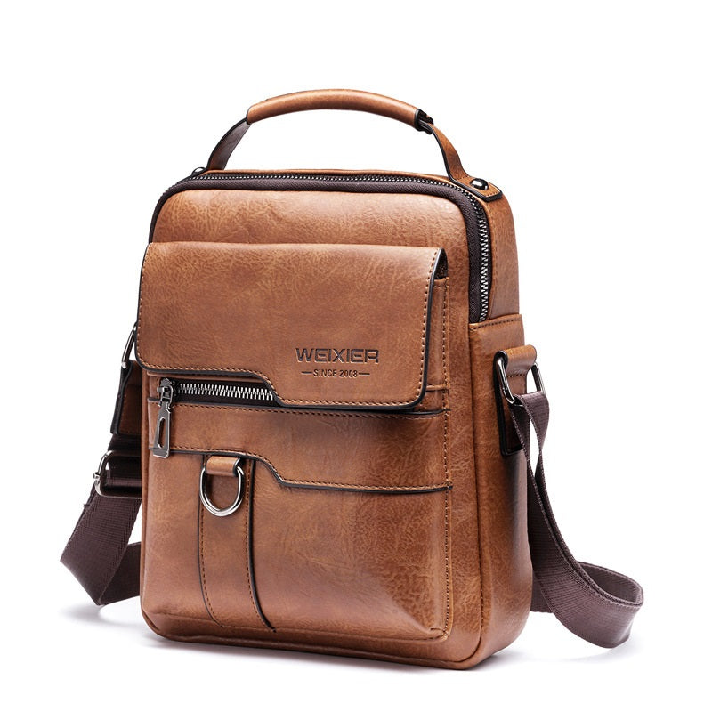 Men's Crossbody Bag Leather Small Messenger Bag Satchel Sling Travel Pack Work