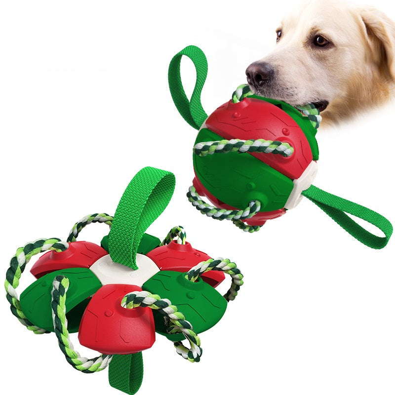 Dog Football Toys 2in1 Multifunctional Tranining Outdoor Interactive Toys Agility Ball with Chew Ropes