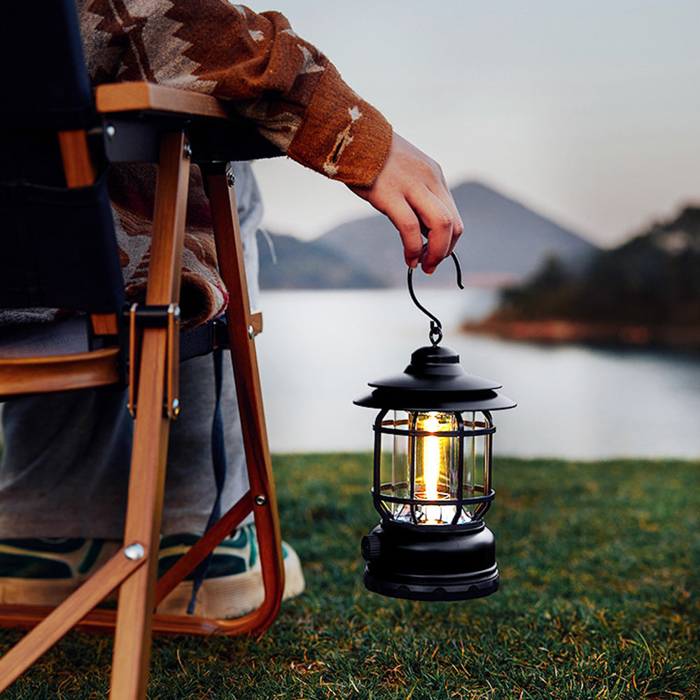 Vintage LED Camping Lanterns, USB Rechargeable Portable Flashlight Waterproof Survival Decorative Lights for Camping