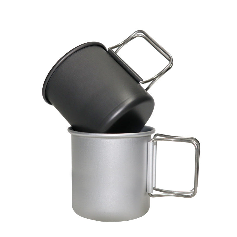 300ml Aluminum Camping Cup & Mug with Folding Handle, Outdoors Camping Campfire Cup for Hiking Backpacking Hunting Fishing