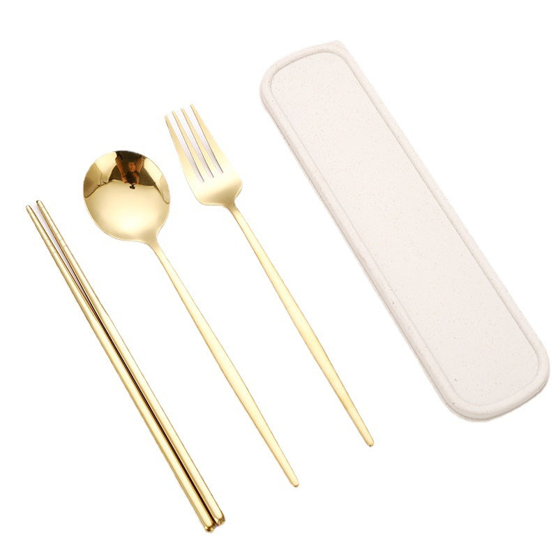 3 PCS Outdoor Flatware Set Fork Spoon Chopsticks/Travel Flatware Set with a Case