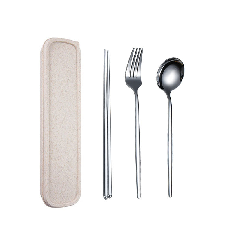 Travel Utensils, 18/8 Stainless Steel 3pcs Cutlery Set Portable Camp Reusable Flatware Silverware, Include Fork Spoon Chopsticks with Case