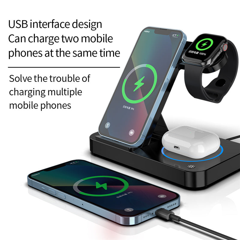 4 in 1 Foldable Wireless Charging Station For iPhone Apple Watch Airpods