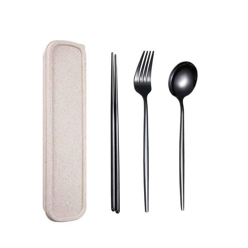 Travel Utensils, 18/8 Stainless Steel 3pcs Cutlery Set Portable Camp Reusable Flatware Silverware, Include Fork Spoon Chopsticks with Case