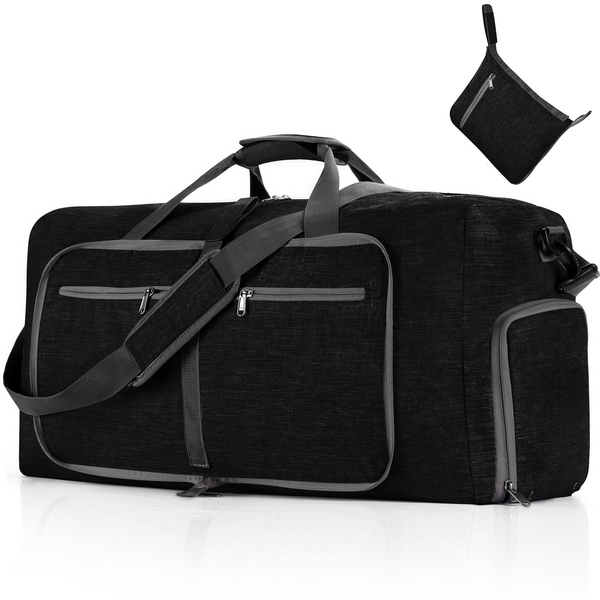 65L Foldable Travel Duffel Bag with Shoes Compartment Overnight Bag for Men Women Waterproof & Tear Resistant