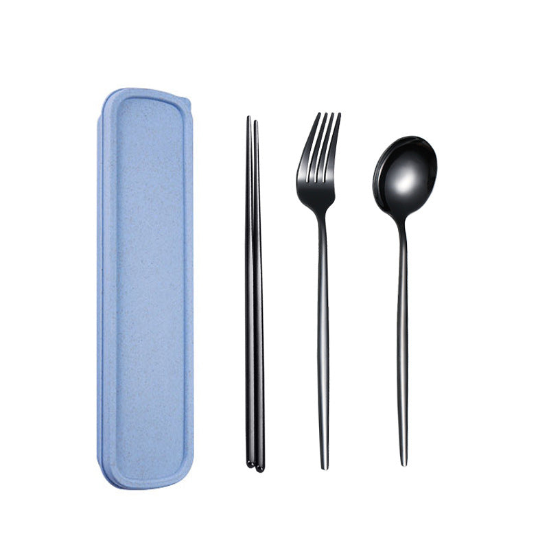 Travel Utensils, 18/8 Stainless Steel 3pcs Cutlery Set Portable Camp Reusable Flatware Silverware, Include Fork Spoon Chopsticks with Case