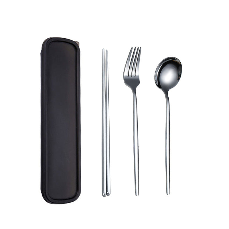 Travel Utensils, 18/8 Stainless Steel 3pcs Cutlery Set Portable Camp Reusable Flatware Silverware, Include Fork Spoon Chopsticks with Case