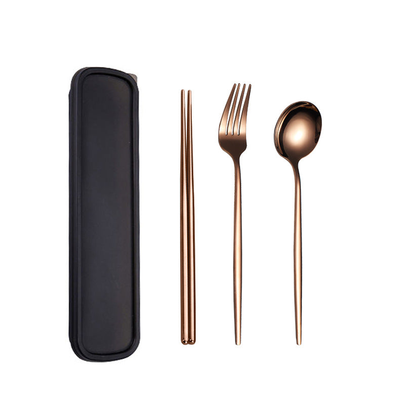 Travel Utensils, 18/8 Stainless Steel 3pcs Cutlery Set Portable Camp Reusable Flatware Silverware, Include Fork Spoon Chopsticks with Case