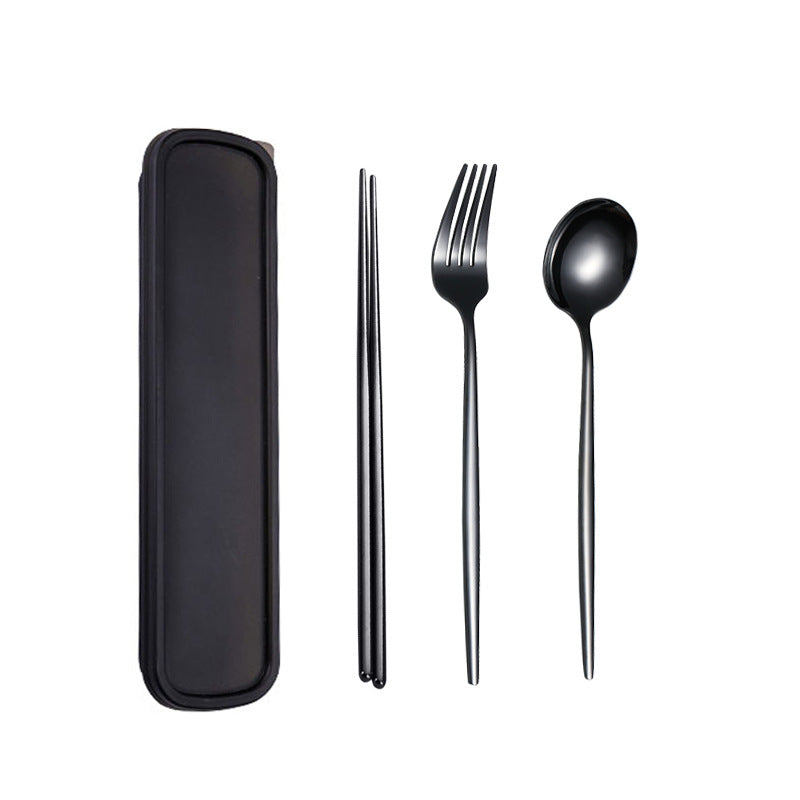 Travel Utensils, 18/8 Stainless Steel 3pcs Cutlery Set Portable Camp Reusable Flatware Silverware, Include Fork Spoon Chopsticks with Case