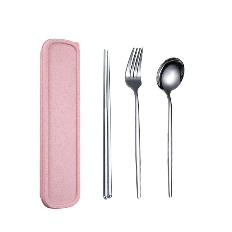 Travel Utensils, 18/8 Stainless Steel 3pcs Cutlery Set Portable Camp Reusable Flatware Silverware, Include Fork Spoon Chopsticks with Case