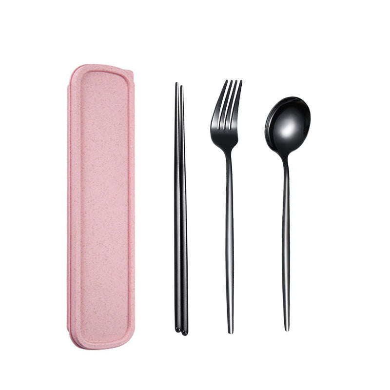 Travel Utensils, 18/8 Stainless Steel 3pcs Cutlery Set Portable Camp Reusable Flatware Silverware, Include Fork Spoon Chopsticks with Case