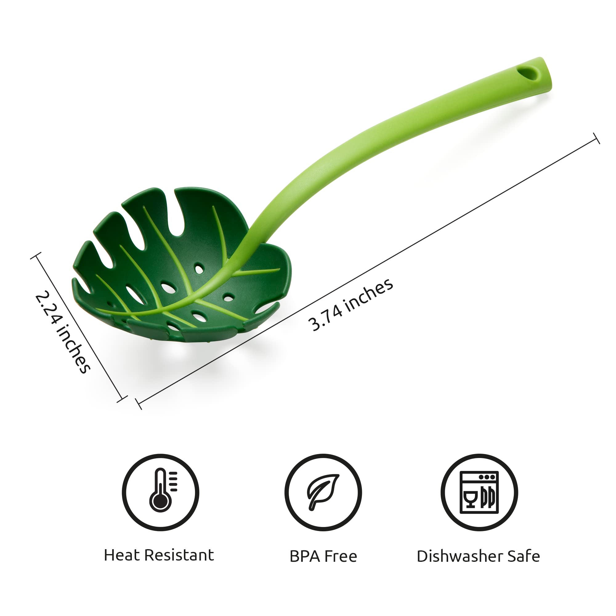 3 PCS Jungle Spoon-Green Leaf Cooking Spoon for Nonstick Cookware- Certified BPA-Free Kitchen Spoon