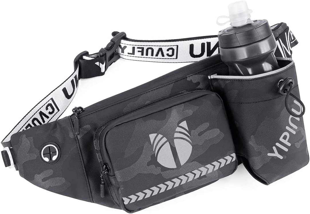 Hiking Fanny Pack, Waist Bag with Water Bottle Holder for Men Women Outdoors Walking Running