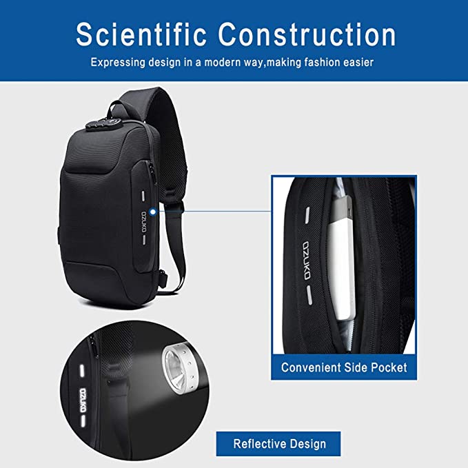 Sling Backpack USB Anti-Theft Men'S Chest Bag Casual Shoulder Bag