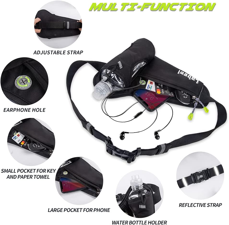 Adjustable Fanny Pack with Bottle Holder Compatible for Phone Outdoor Running Belt