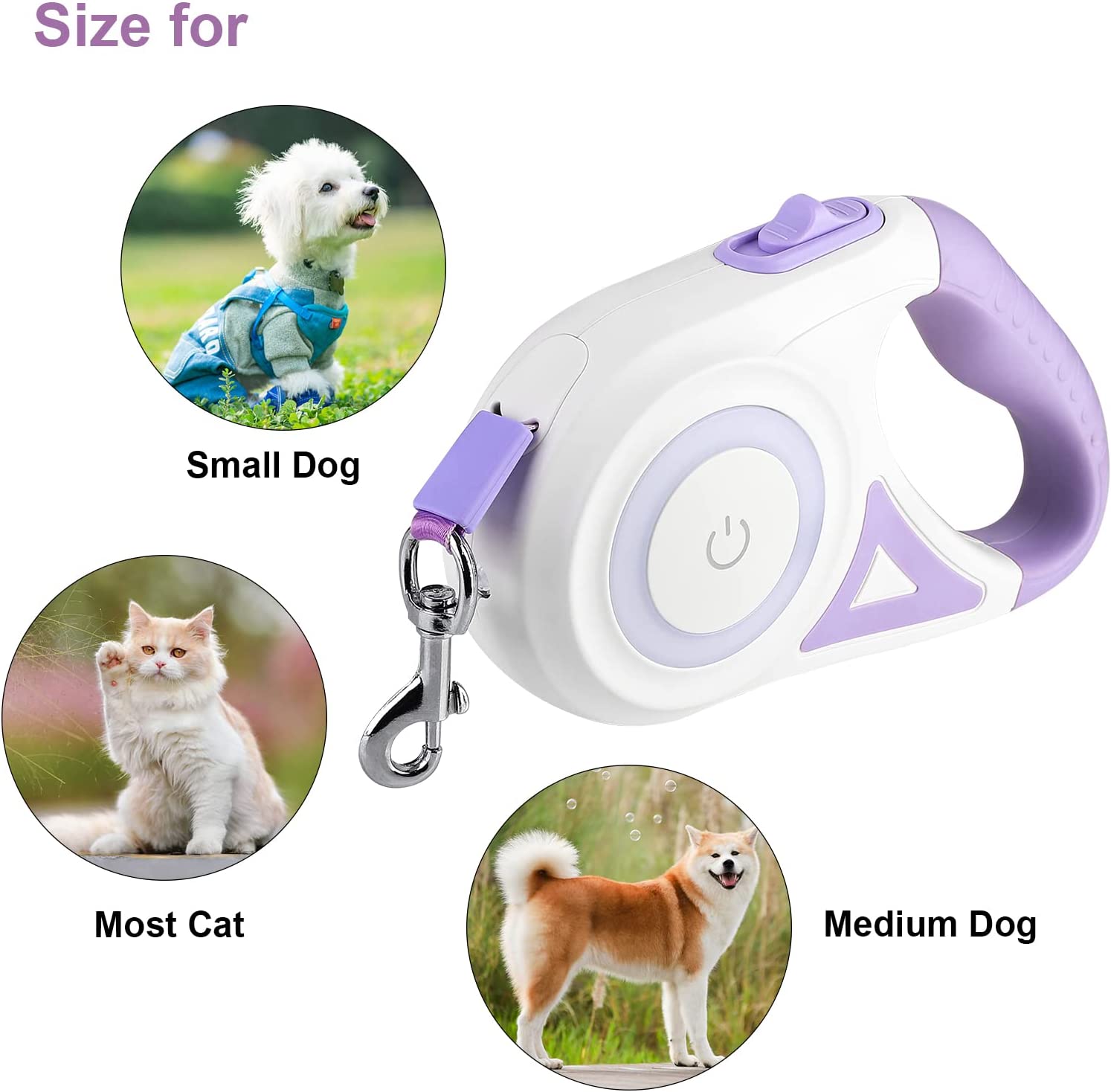 Dog Leash Retractable with Light, 5M/16 Ft Extendable Dog Lead for Night Walking