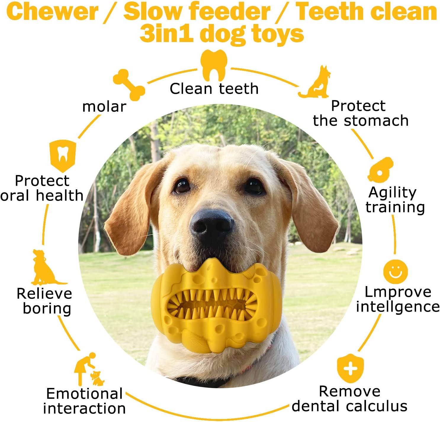 Dog Chew Toys for Aggressive Chewers Large Medium Breeds Dog Puzzle Toys Interactive Treat Dispensing Slow Feeder