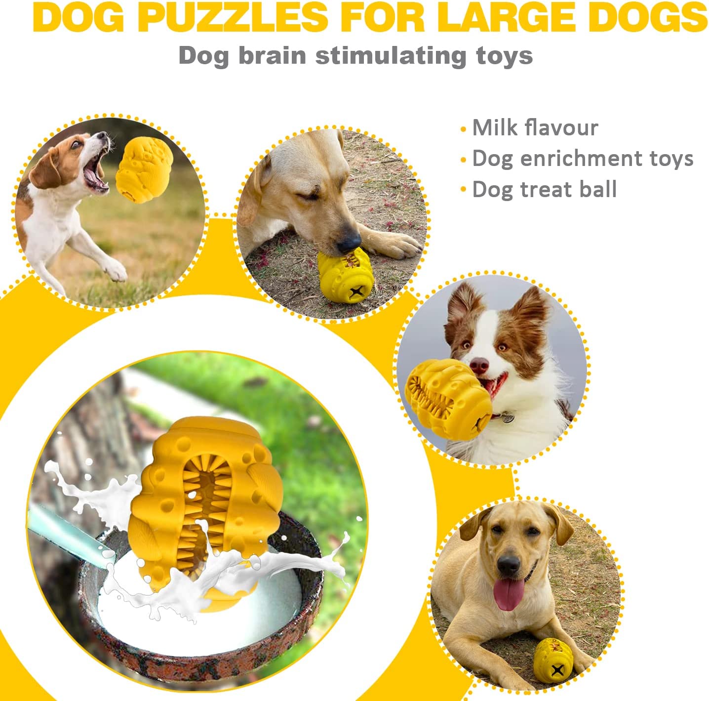 Dog Chew Toys for Aggressive Chewers Large Medium Breeds Dog Puzzle Toys Interactive Treat Dispensing Slow Feeder