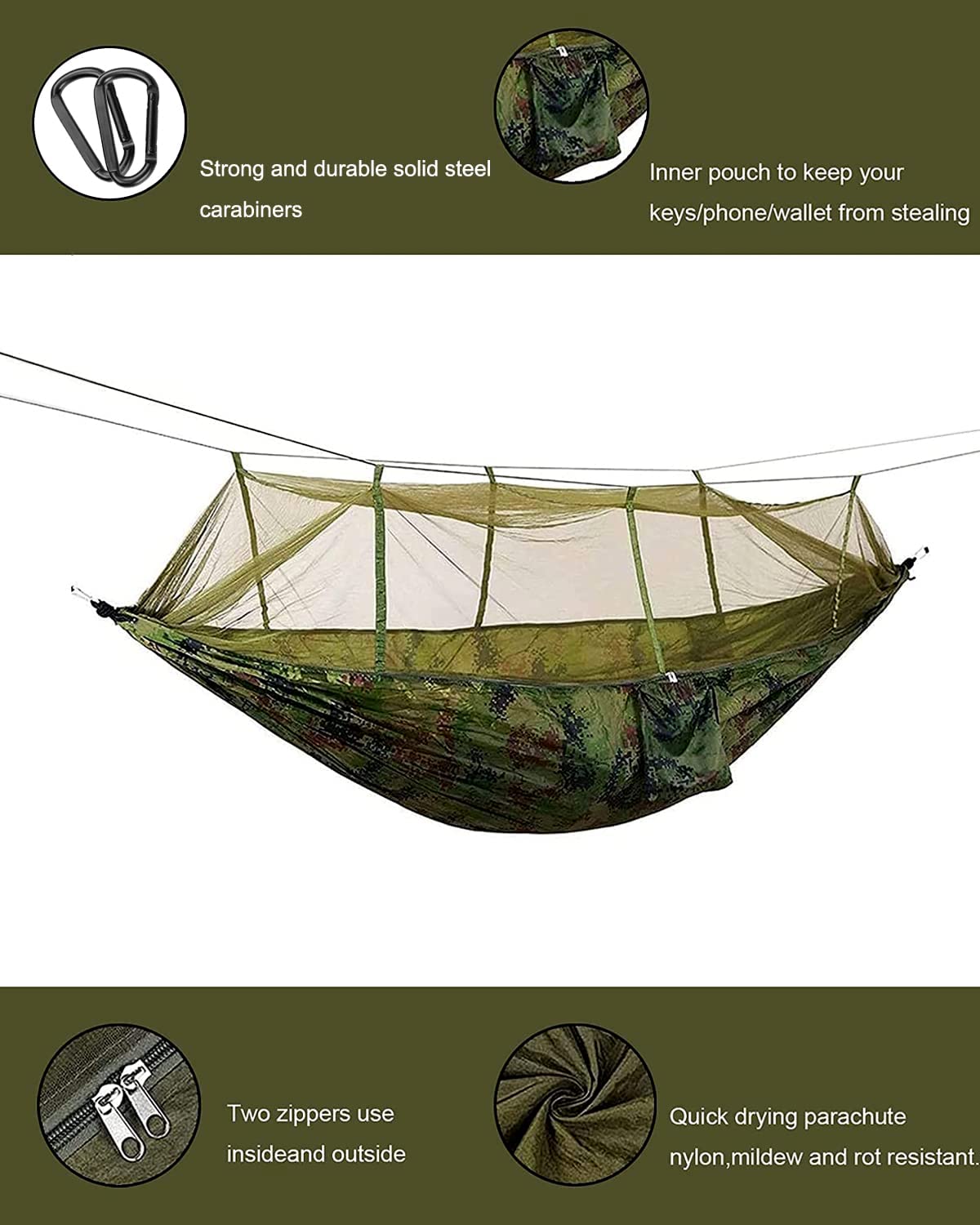 Camping Hammock with Mosquito Net Uplayteck Portable Double / Single Travel Hammock Insect Netting 210D Nylon Hammock Swing