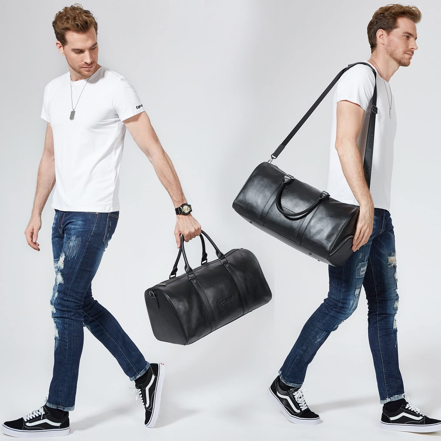 PU Leather Travel Weekender Overnight Duffel Bag Gym Sports Luggage Tote Duffle Bags for Men