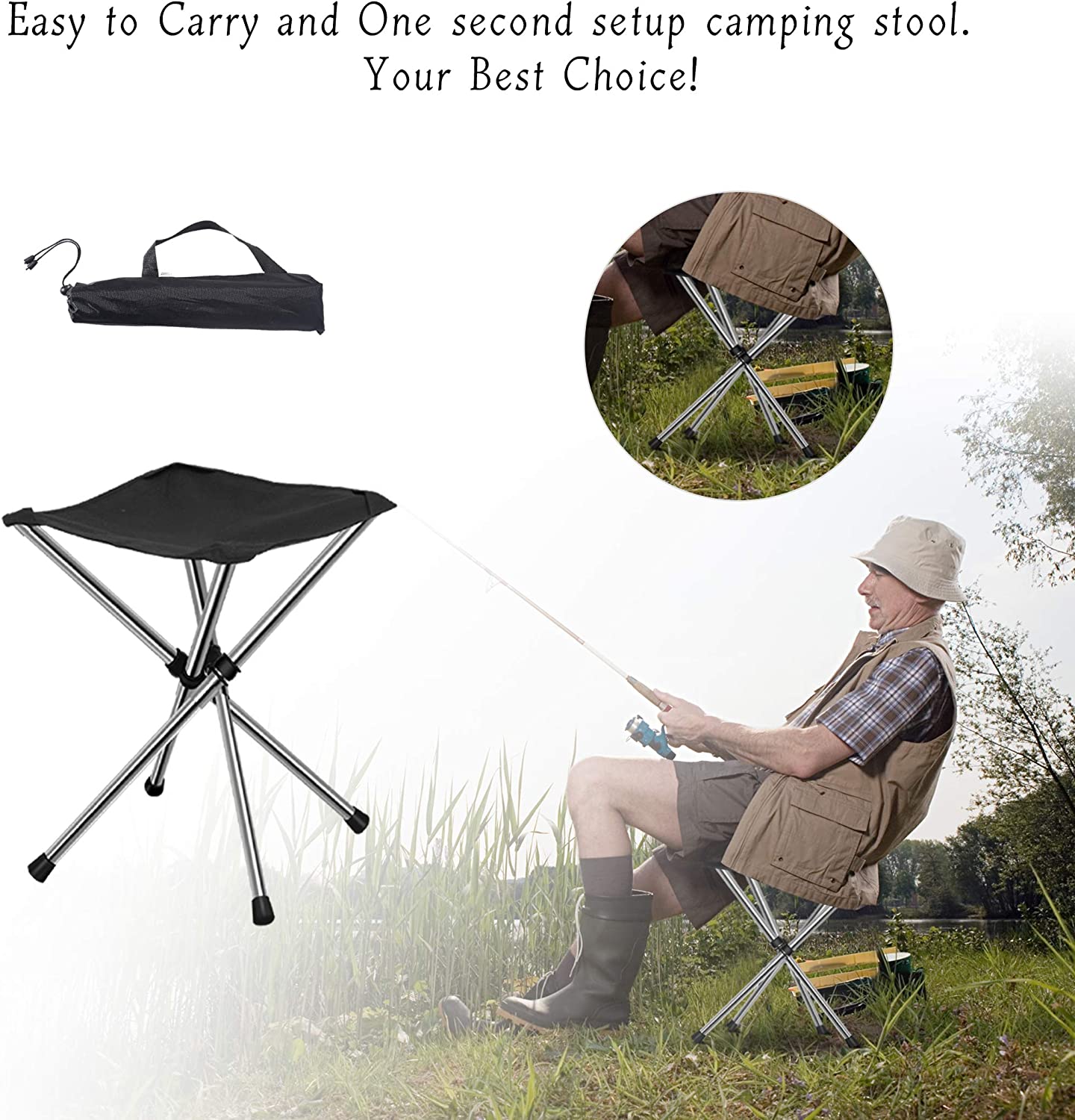 Camping Stools Foldable Chair Super Lightweight Portable Chair Backpack Chair Folded for Trekking, Fishing, Sporting, Tanning