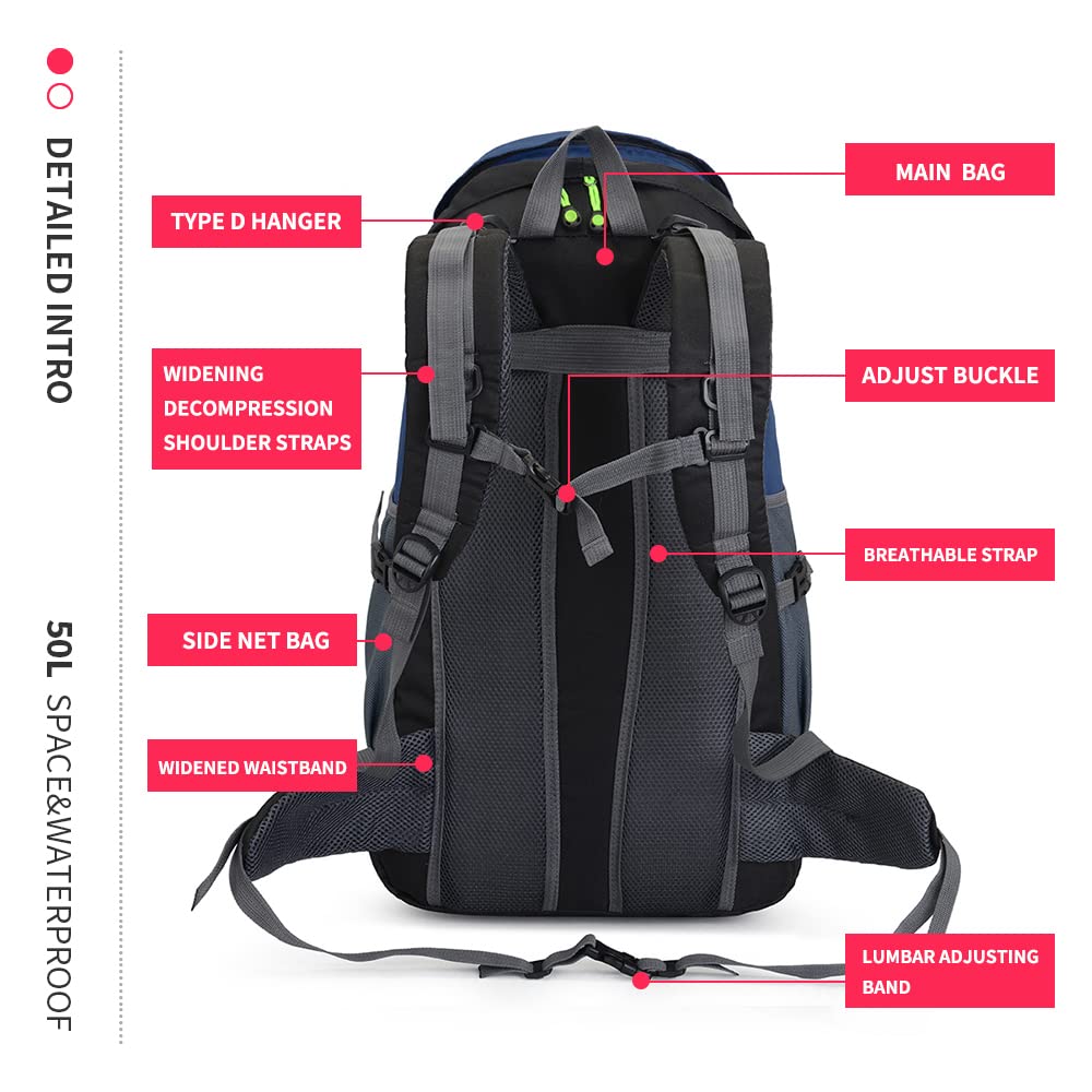 50L Lightweight Outdoor Sports Backpack With Shoe Compartment