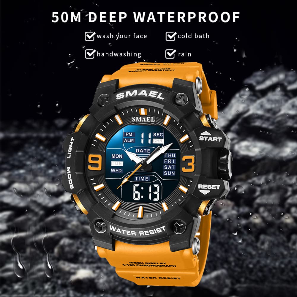 Men's Watches Sports Outdoor Waterproof Military Watch Date Multi Function Tactics LED Face Alarm Stopwatch