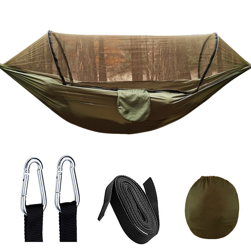 Camping Hammocks with Mosquito/Bug Net, Single &Double Hammock Lightweight Portable Parachute Nylon 1/2 Person Hammock