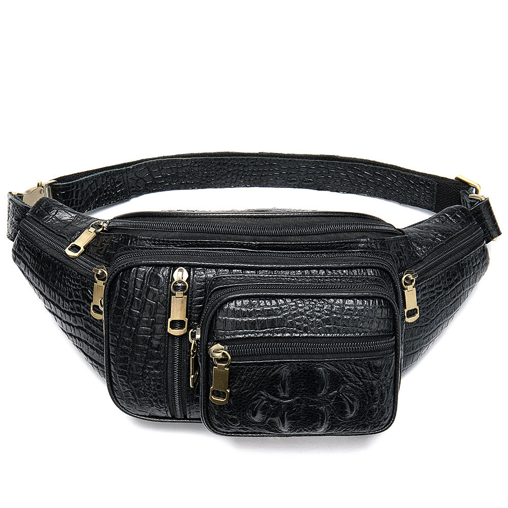 Genuine Leather Large Fanny Pack Waterproof Hip Belt Bag Cowhide Waist Bag