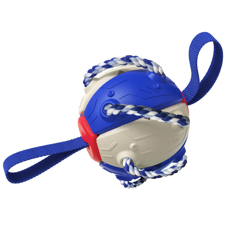 Dog Football Toys 2in1 Multifunctional Tranining Outdoor Interactive Toys Agility Ball with Chew Ropes