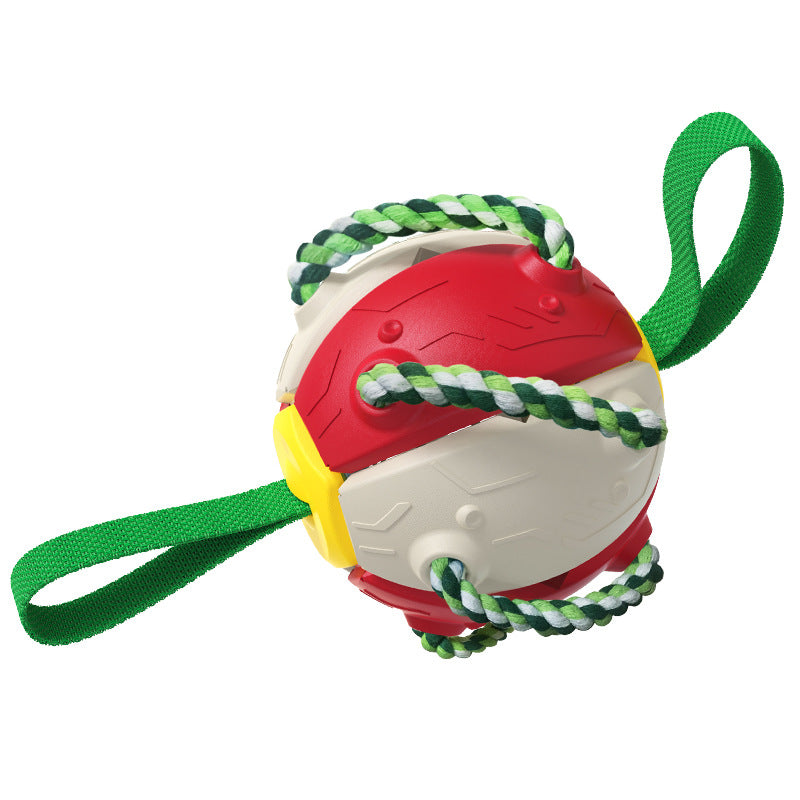 Dog Football Toys 2in1 Multifunctional Tranining Outdoor Interactive Toys Agility Ball with Chew Ropes