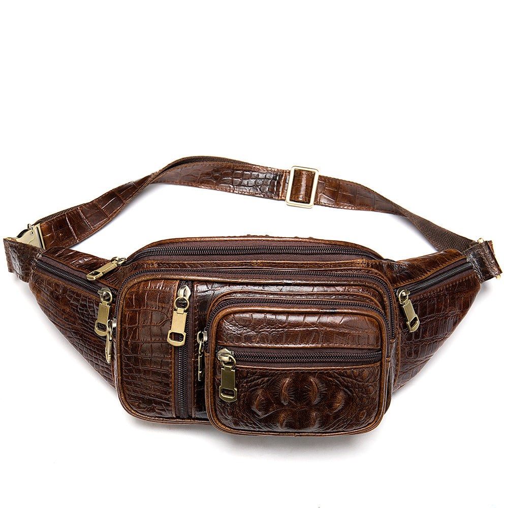 Genuine Leather Large Fanny Pack Waterproof Hip Belt Bag Cowhide Waist Bag