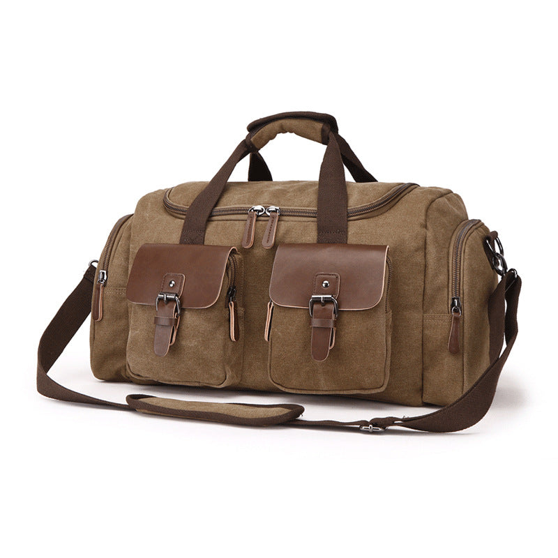 30L Travel Duffel Bag Canvas Leather Duffle Bag Upgraded Overnight Weekender Bag