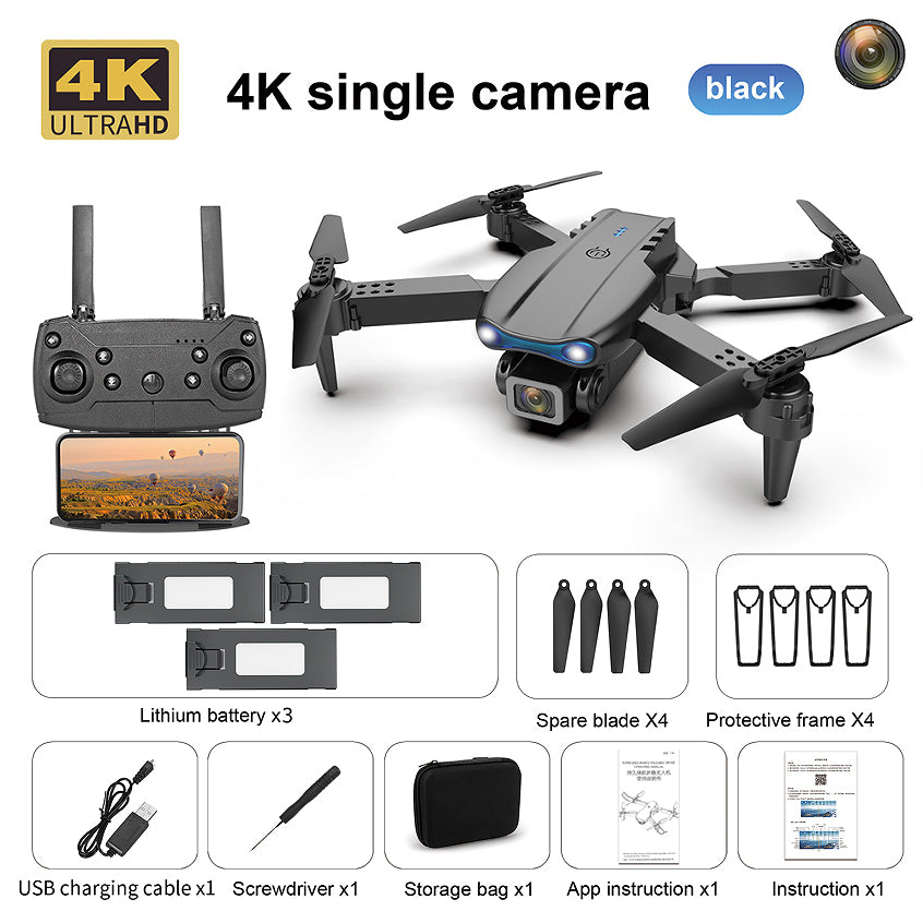 K3 E99 Pro Advanced RC Drone With 4k HD Dual Camera, Three lithium batteries