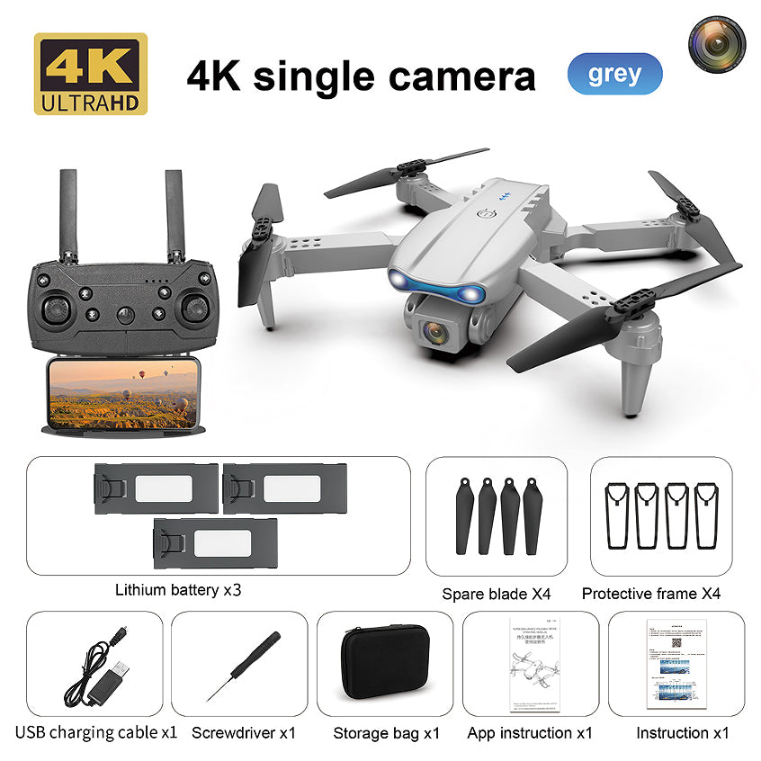 K3 E99 Pro Advanced RC Drone With 4k HD Dual Camera, Three lithium batteries